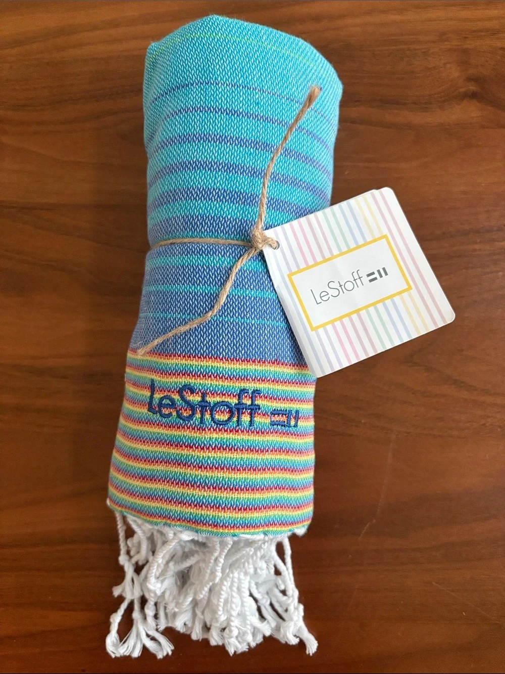 NEW! LeStoff Organic Cotton Hammam Towel Multicolor Rainbow Beach Pool NEW